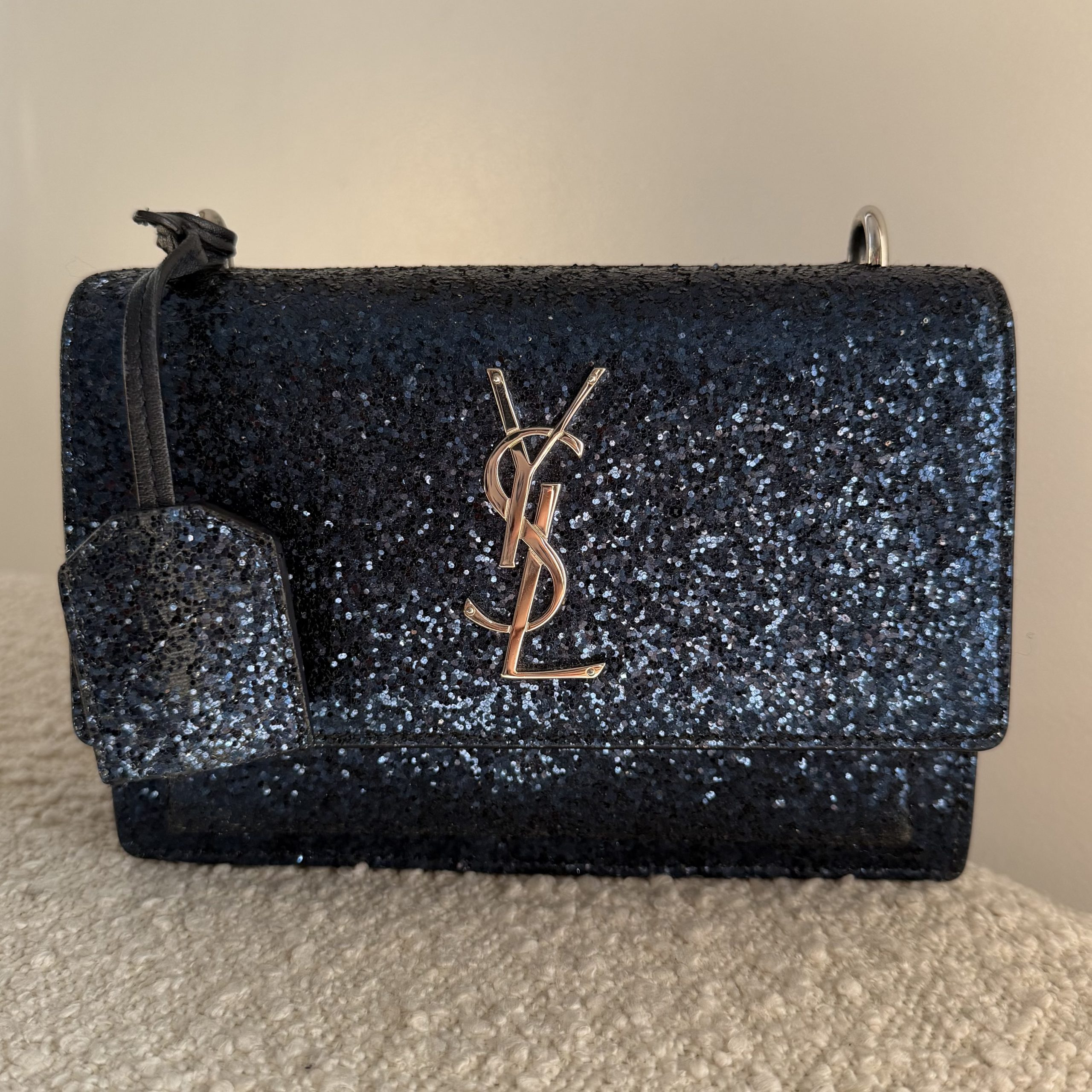 Sac Sunset satchel glitter galactica bleu - Saint Laurent Dressingment Votre