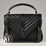 Sac Collège médium en cuir matelassé noir - Saint Laurent Dressingment Votre