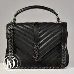 Sac Collège médium en cuir matelassé noir - Saint Laurent Dressingment Votre