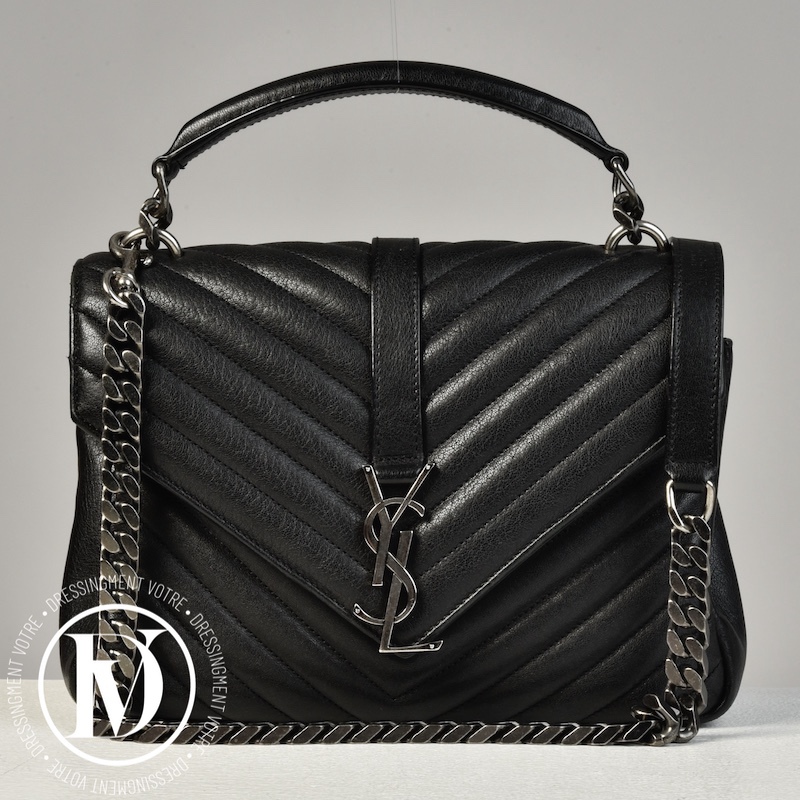 Sac Collège médium en cuir matelassé noir - Saint Laurent Dressingment Votre