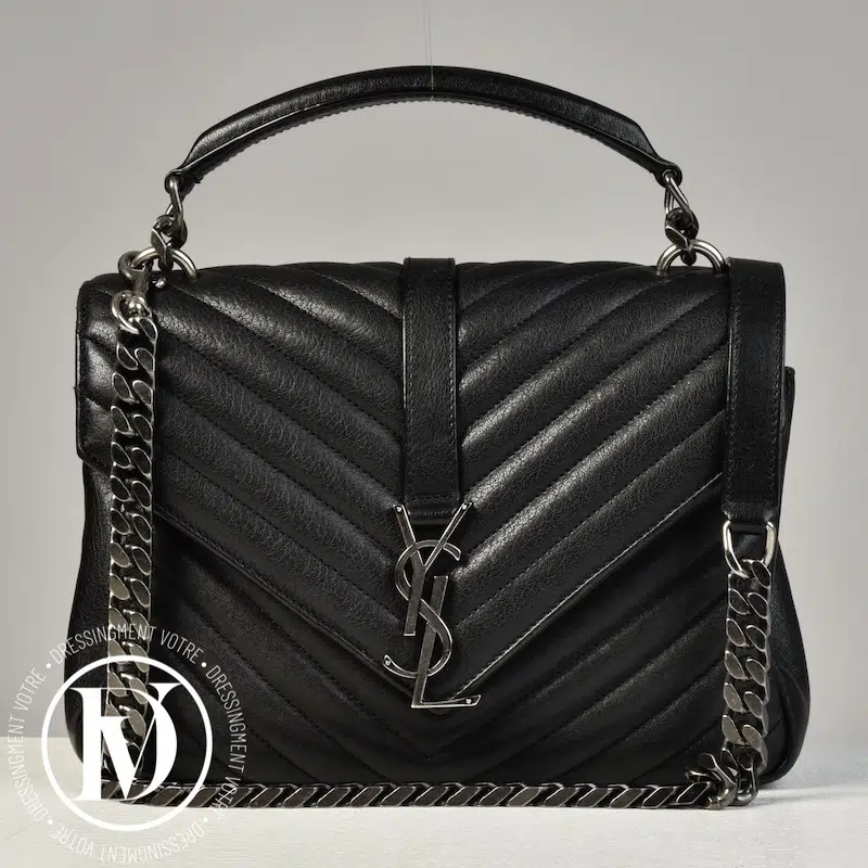 Sac Collège médium en cuir matelassé noir - Saint Laurent Dressingment Votre