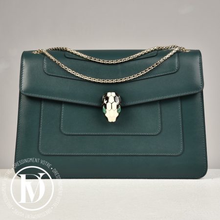 Sac Serpenti Forever médium en cuir vert - Bulgari