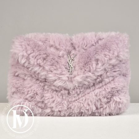 Pochette peau lainée Puffer violette - Saint Laurent