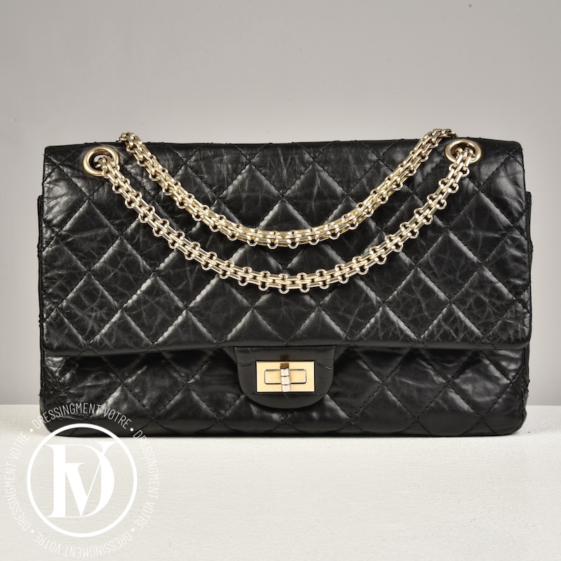 Sac médium 2.55 en cuir matelassé noir - Chanel Dressingment Votre