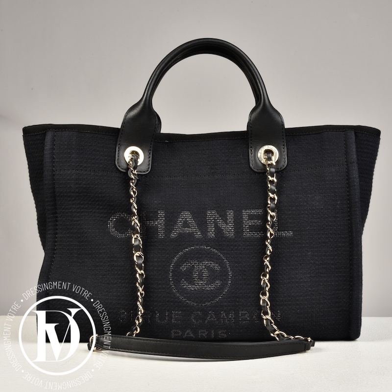 Cabas Deauville médium en toile noire - Chanel Dressingment Votre