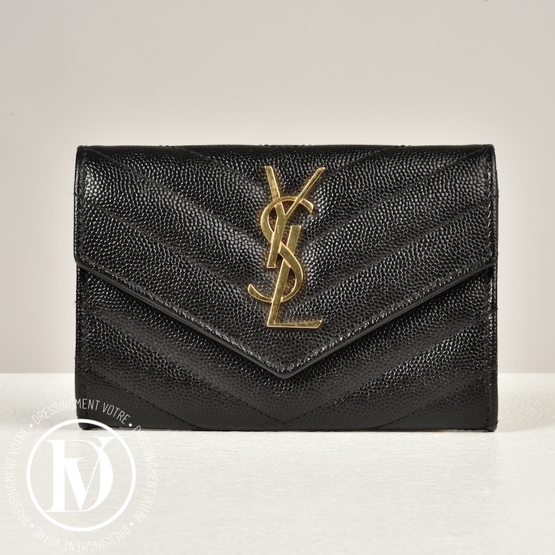 Portefeuille Cassandre en cuir noir - Saint Laurent Dressingment Votre