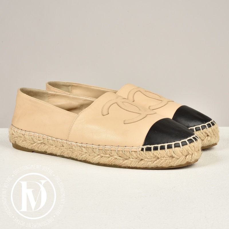 Espadrilles en cuir beige et noir p.36 - Chanel Dressingment Votre