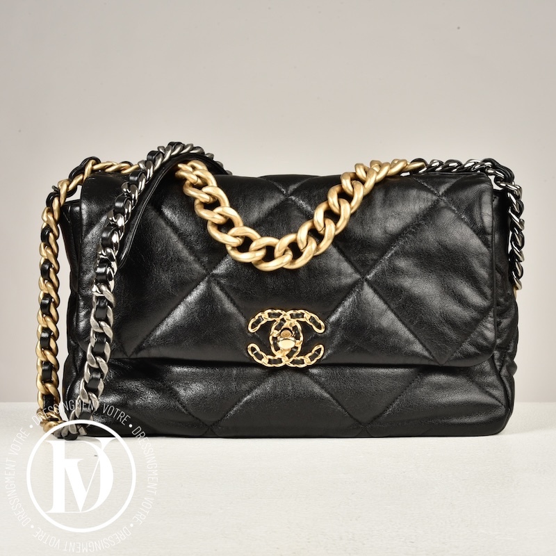 Sac Chanel 19 GM en cuir noir - Chanel Dressingment Votre