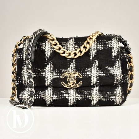 Sac Chanel 19 en tweed noir & blanc - Chanel