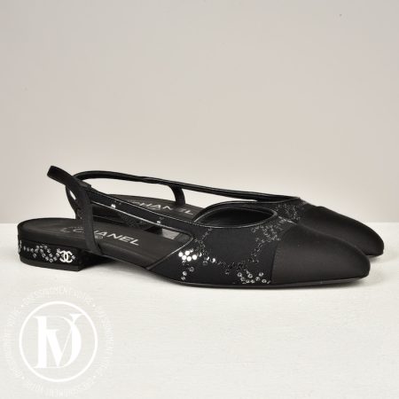 Slingback en tissus noir p.37,5 - Chanel