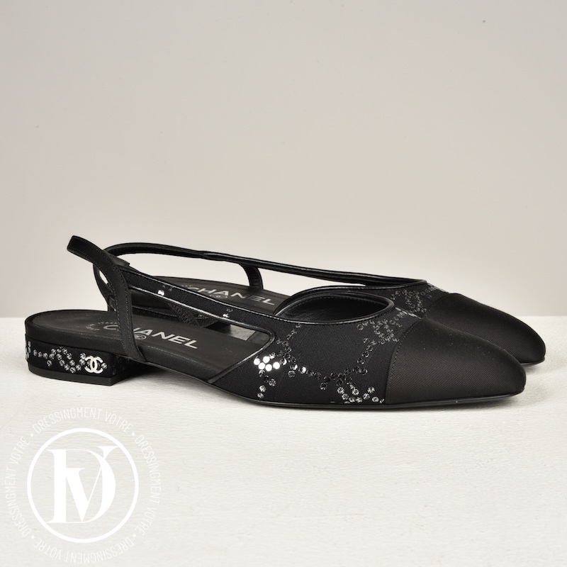 Slingback en tissus noir p.37,5 - Chanel Dressingment Votre