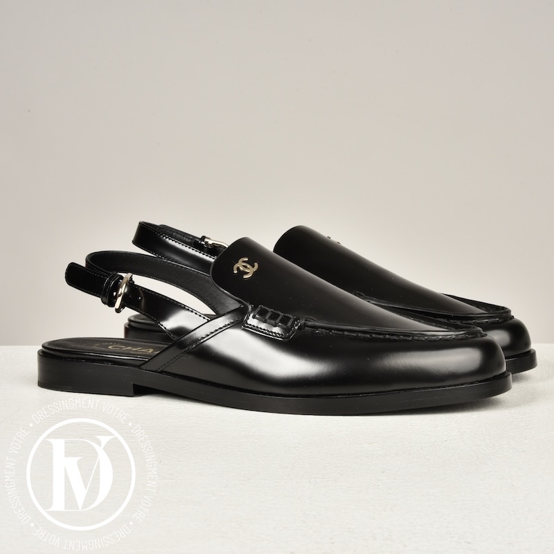 Mocassins slingbacks en cuir noir p.38,5 - Chanel Dressingment Votre