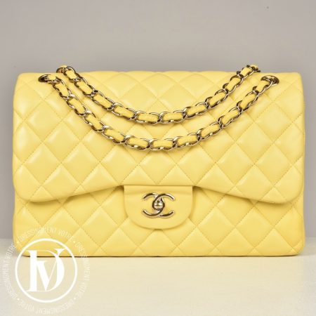 Sac Timeless Jumbo en cuir jaune - Chanel