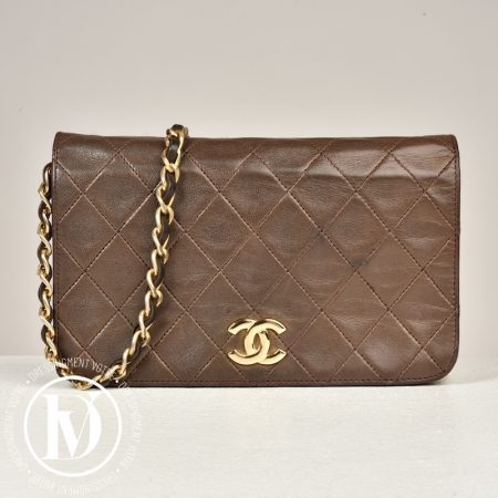 Petit sac CC en cuir marron - Chanel