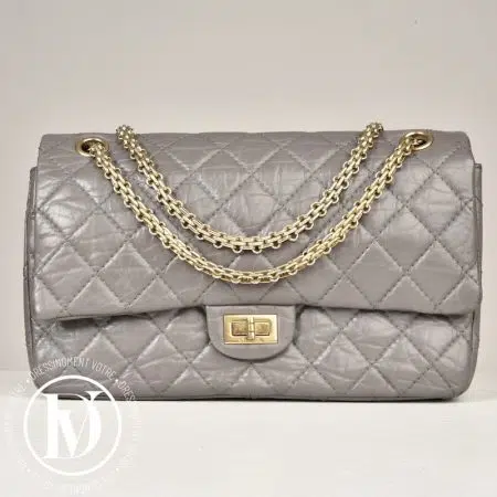 Sac médium 2.55 en cuir gris clair - Chanel