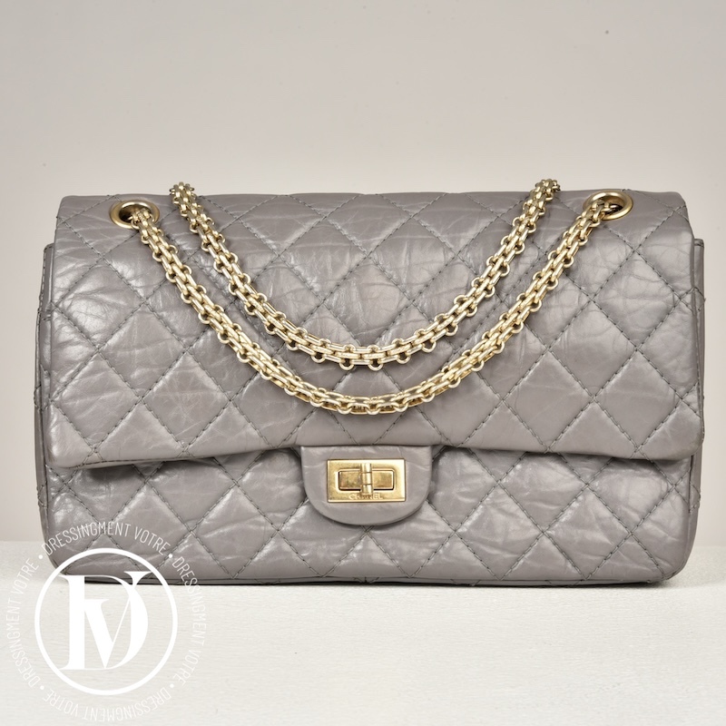 Sac médium 2.55 en cuir gris clair - Chanel Dressingment Votre