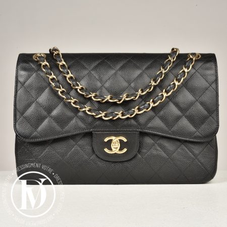 Sac Timeless Jumbo en cuir caviar noir - Chanel