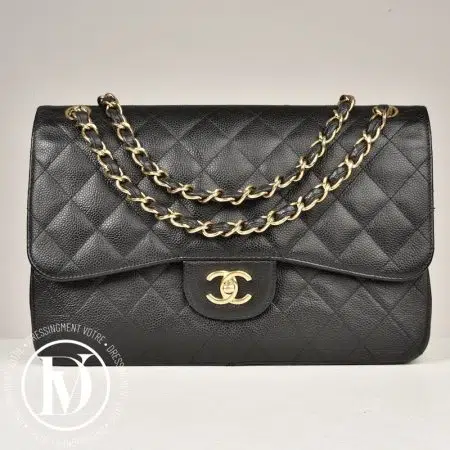 Sac Timeless Jumbo en cuir caviar noir - Chanel