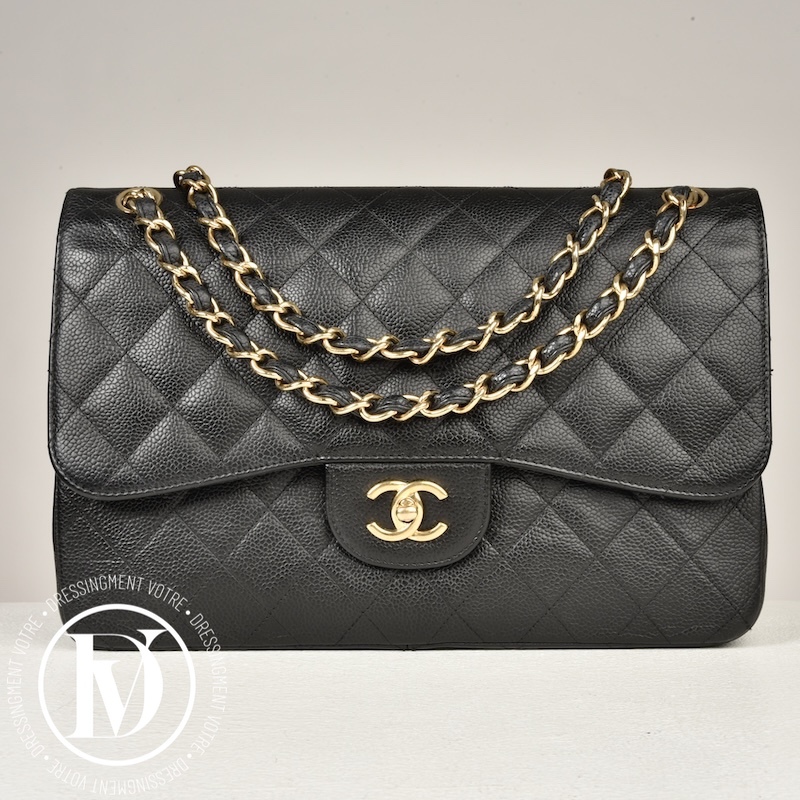 Sac Timeless Jumbo en cuir caviar noir - Chanel Dressingment Votre