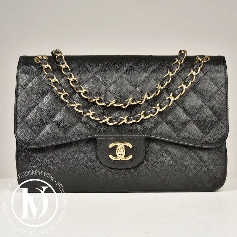 Sac Timeless Jumbo en cuir caviar noir - Chanel site seconde main de luxe,friperie de luxe,marque de luxe pas cher,seconde main vetement de luxe,friperie haut de gamme en ligne Sac Timeless Jumbo en cuir caviar noir - Chanel Dressingment Votre
