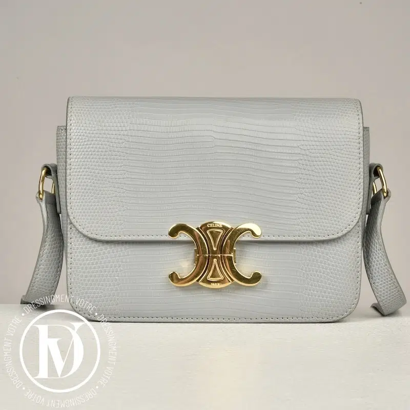 Sac Triomphe teen lézard bleu glacier - Céline Sac Triomphe teen lézard bleu glacier - Céline Dressingment Votre