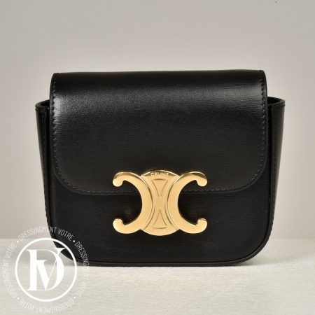 Sac mini Claude en cuir noir - Céline