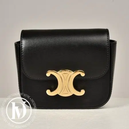 Sac mini Claude en cuir noir - Céline