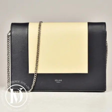 Sac Frame en cuir noir et beige - Céline