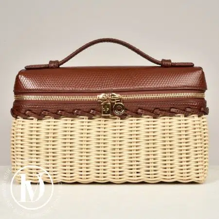 Accueil site seconde main de luxe,friperie de luxe,marque de luxe pas cher,seconde main vetement de luxe,friperie haut de gamme en ligne Extra Pocket L19 cuir de lézard et rotin - Loro Piana
