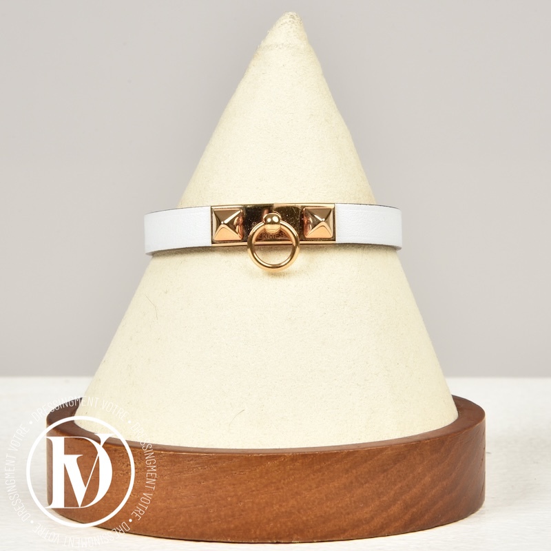 Bracelet Rivale Mini en cuir blanc t.2 - Hermès Bracelet Rivale Mini en cuir blanc t.2 - Hermès