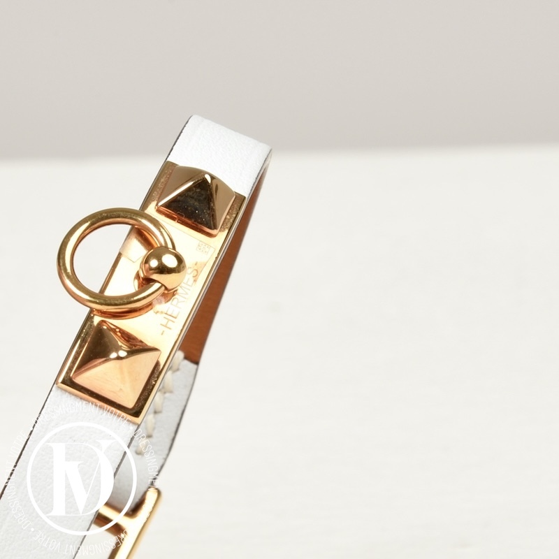 Bracelet Rivale Mini en cuir blanc t.2 - Hermès Bracelet Rivale Mini en cuir blanc t.2 - Hermès – Image 4