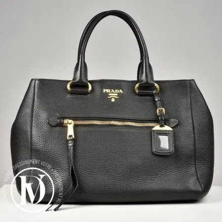 Sac en cuir grainé noir - Prada