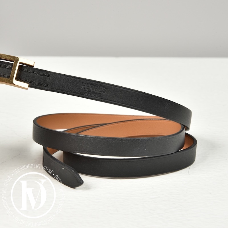 Bracelet Hapi 3 en cuir noir t.1 - Hermès Bracelet Hapi 3 en cuir noir t.1 - Hermès – Image 3