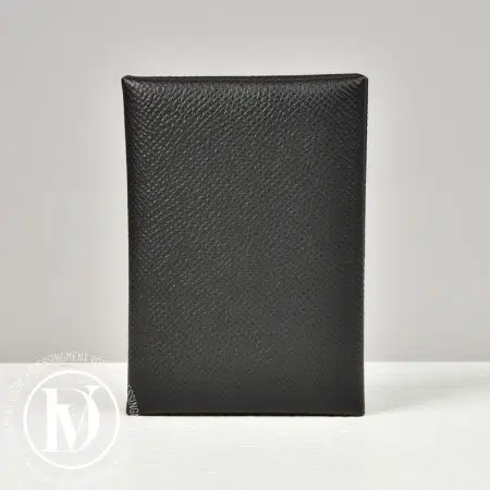 Accueil site seconde main de luxe,friperie de luxe,marque de luxe pas cher,seconde main vetement de luxe,friperie haut de gamme en ligne Porte-cartes Calvi Duo en cuir noir - Hermès