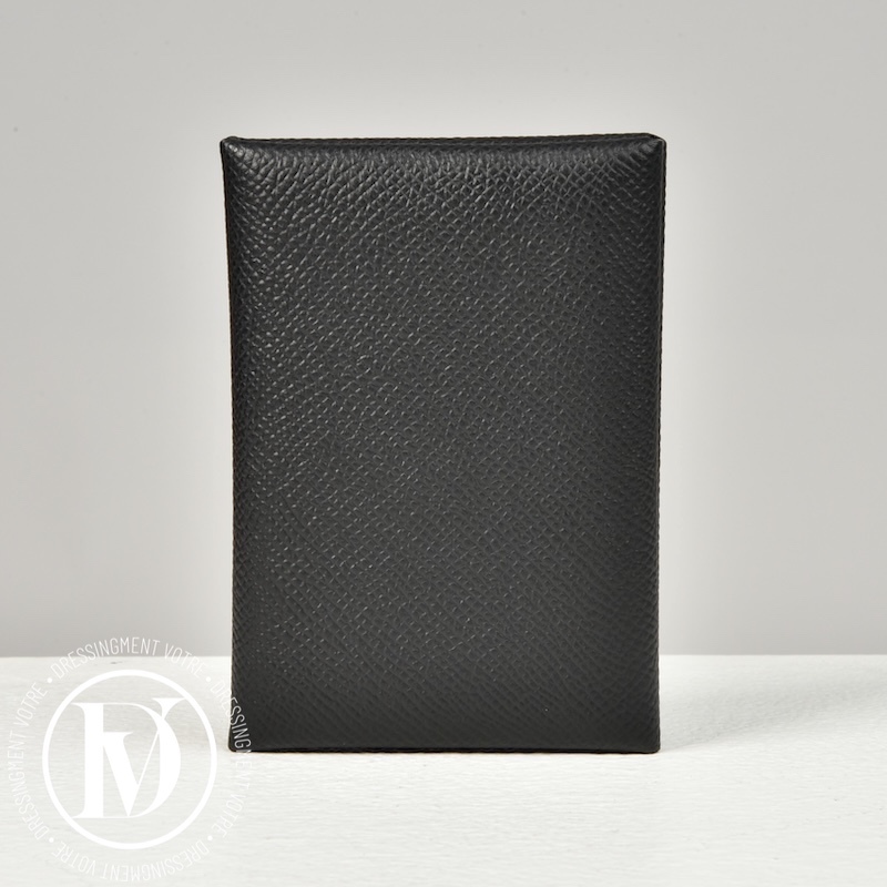 Porte-cartes Calvi Duo en cuir noir - Hermès Porte-cartes Calvi Duo en cuir noir - Hermès