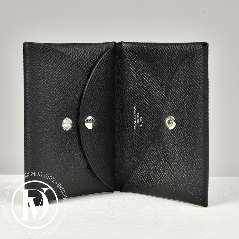 Porte-cartes Calvi Duo en cuir noir - Hermès Porte-cartes Calvi Duo en cuir noir - Hermès – Image 2