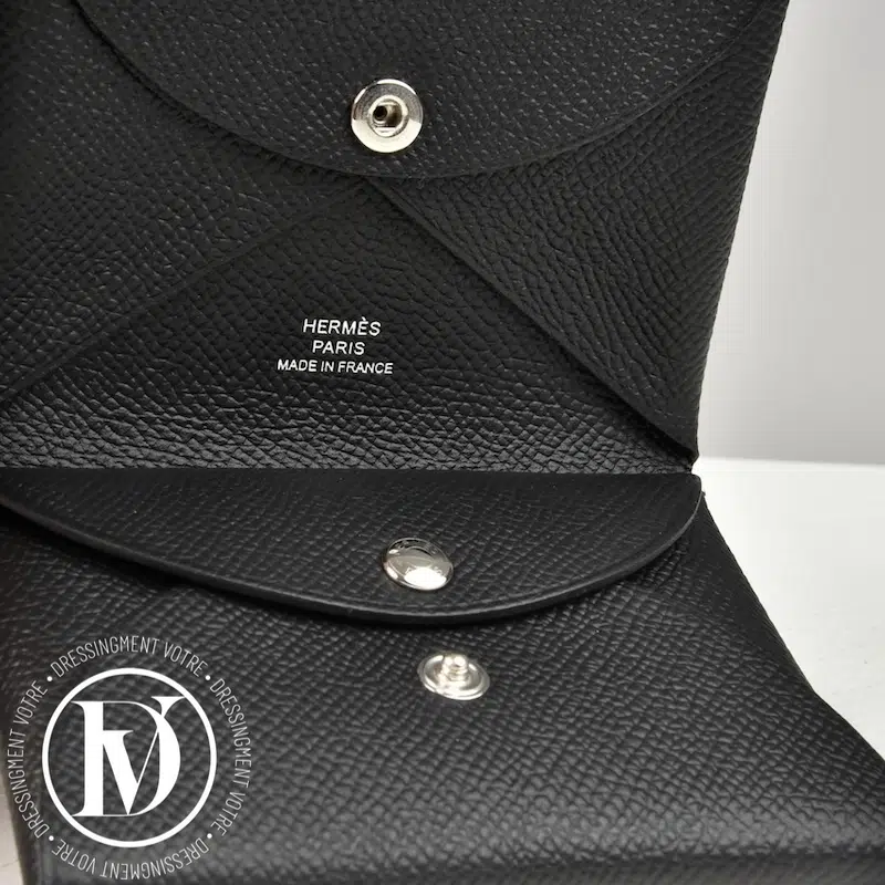 Porte-cartes Calvi Duo en cuir noir - Hermès Porte-cartes Calvi Duo en cuir noir - Hermès – Image 3