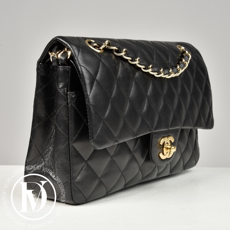 Sac Timeless médium en cuir lisse noir - Chanel Sac Timeless médium en cuir lisse noir - Chanel – Image 3