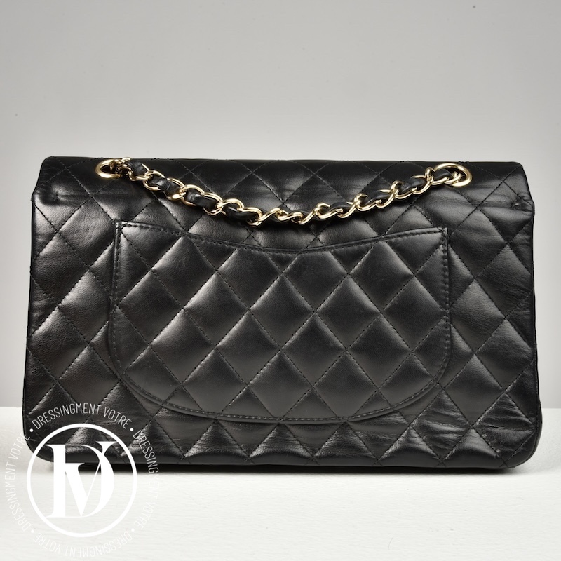 Sac Timeless médium en cuir lisse noir - Chanel Sac Timeless médium en cuir lisse noir - Chanel – Image 5