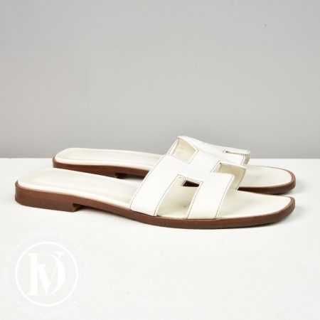 Mules Oran en cuir blanc p.37 - Hermès Dressingment Votre