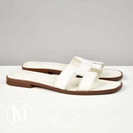 Mules Oran en cuir blanc p.37 - Hermès