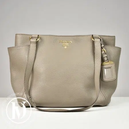Sac cabas en cuir grainé beige - Prada