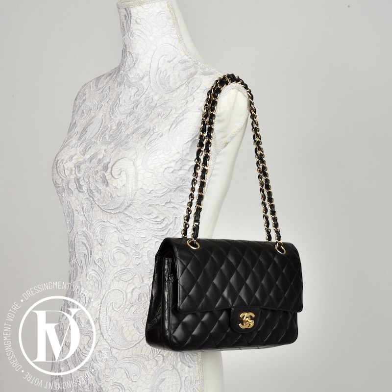 Sac Timeless médium en cuir lisse noir - Chanel Sac Timeless médium en cuir lisse noir - Chanel – Image 2