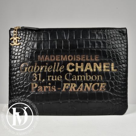 Pochette Mademoiselle Gabrielle effet croco noire - Chanel Dressingment Votre