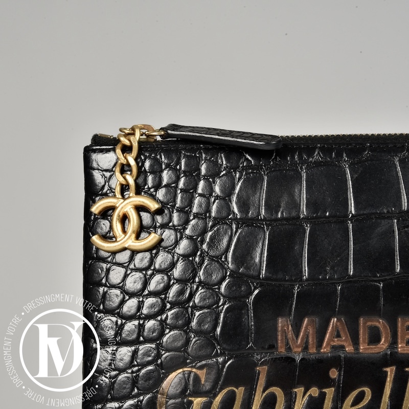 Pochette Mademoiselle Gabrielle effet croco noire - Chanel Pochette Mademoiselle Gabrielle effet croco noire - Chanel – Image 4