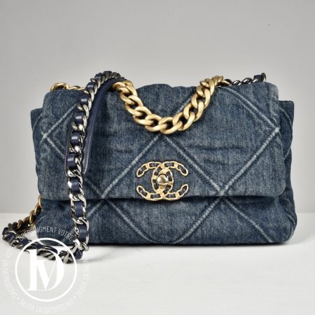 Sac Chanel 19 médium dénim bleu - Chanel