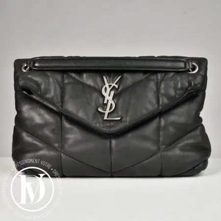 Sac Puffer small en cuir noir - Saint Laurent