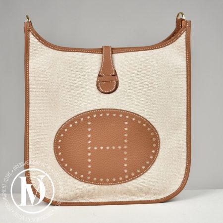 Sac Evelyne 29 en toile écru et cuir gold - Hermès Dressingment Votre