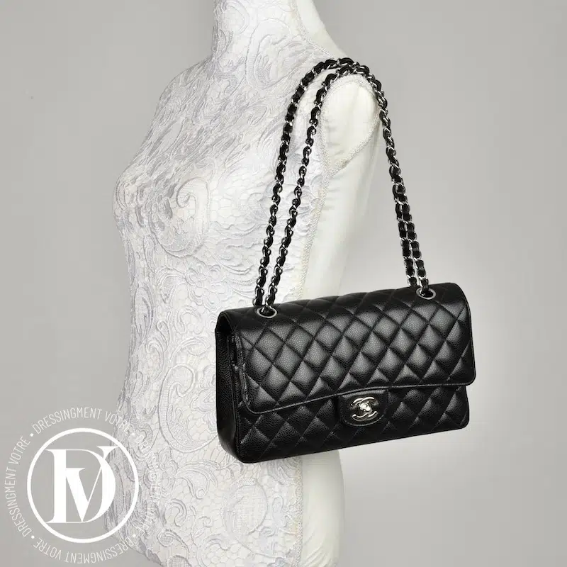 Sac Timeless médium cuir caviar noir - Chanel Sac Timeless médium cuir caviar noir - Chanel – Image 2