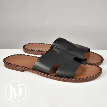 Sandales Izmir en cuir noir p.45 - Hermès